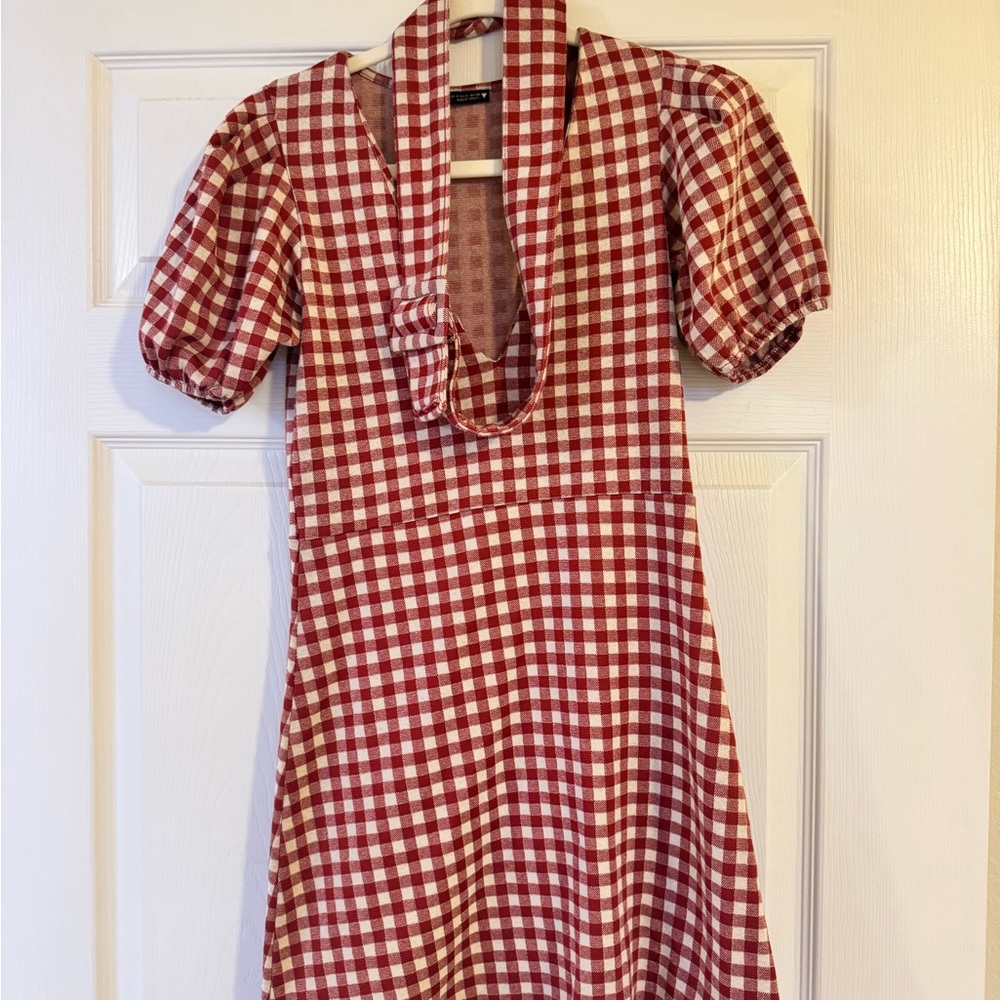Zara Red and White Checkered Dress